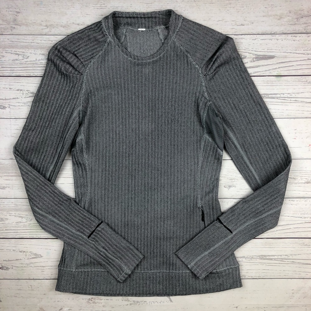 Lululemon Think Fast Long Sleeve Herringbone Top